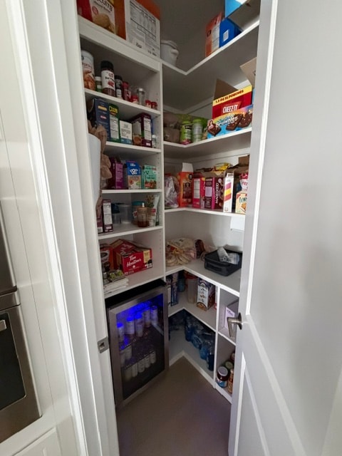 Custom reach-in closet with hanging rods and shelves